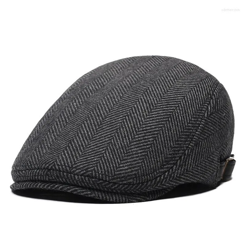 Berets Retro Sboy Caps For Men Winter Wool Blend Beret Hat British Fashion Herringbone Casual Gentleman Gastby Flat Ivy Cap