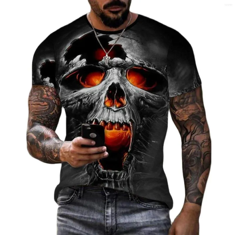 T-shirty męskie T-shirty Summer Skull 3D Druku