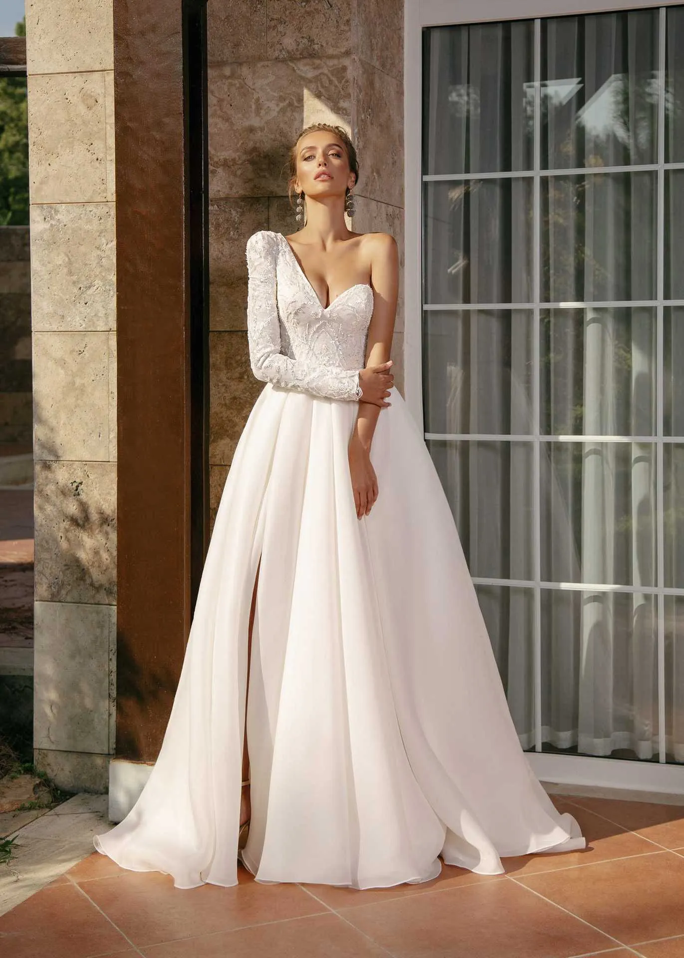 New Wedding Dress Spring Summer One Shoulder Slim Fit Dress YL84W