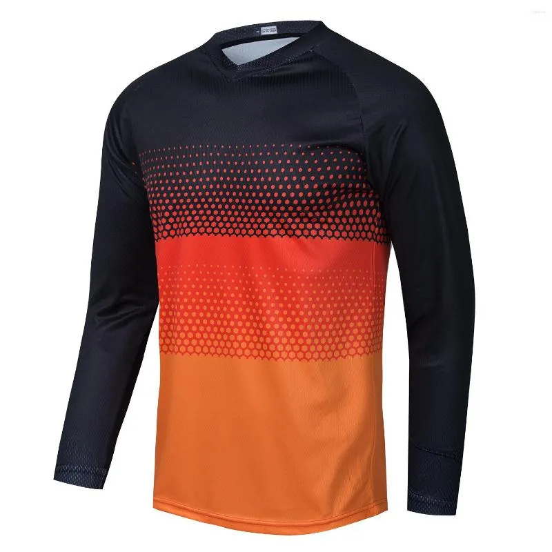 Racing Vestes Extérieur VTT Motocross Descente Maillot De Cyclisme Hors Route Longue Chemise Respirant MX DH Sport Vêtements Tops Noir Orange