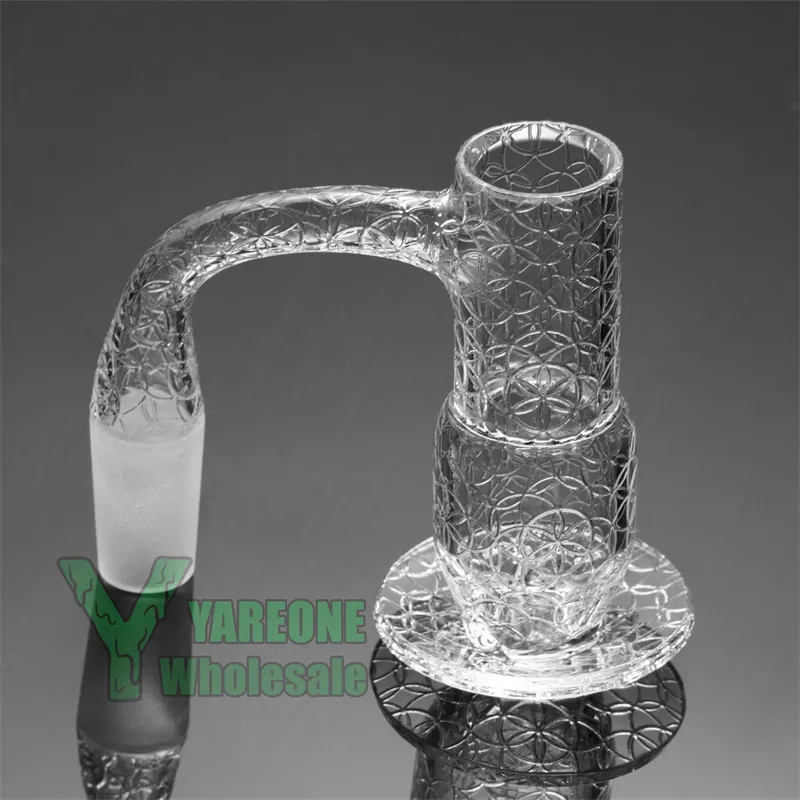 Fully Engraved Terp Slurper Cone-shaped Chamber Full Weld Quartz Banger 14mm 10mm Flower of Life Etched Patterns Dab Nail YAREONE Wholesale