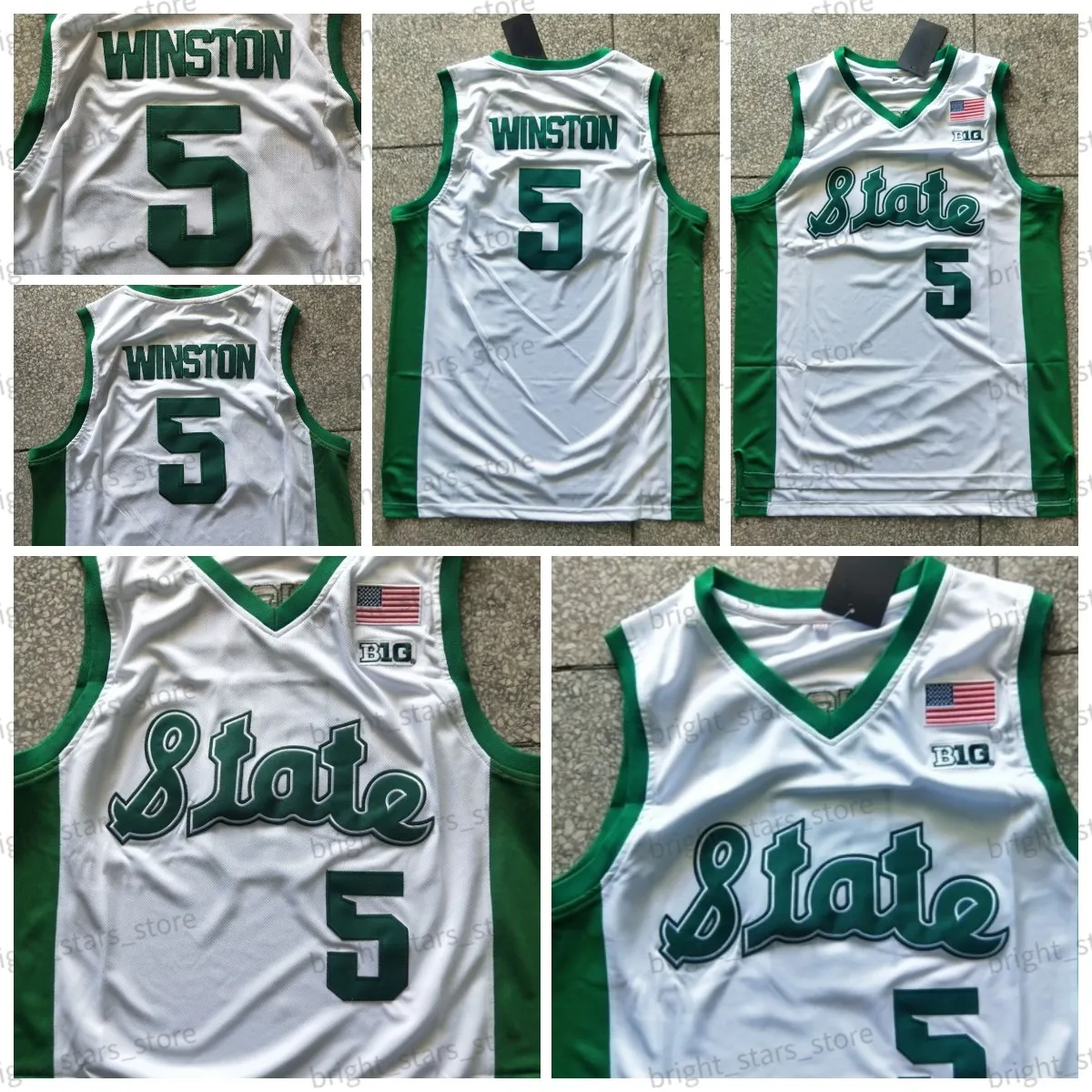 Le basket-ball universitaire porte la NCAA 5 Winston State Basketball Basketball Jersey College White University MensEys