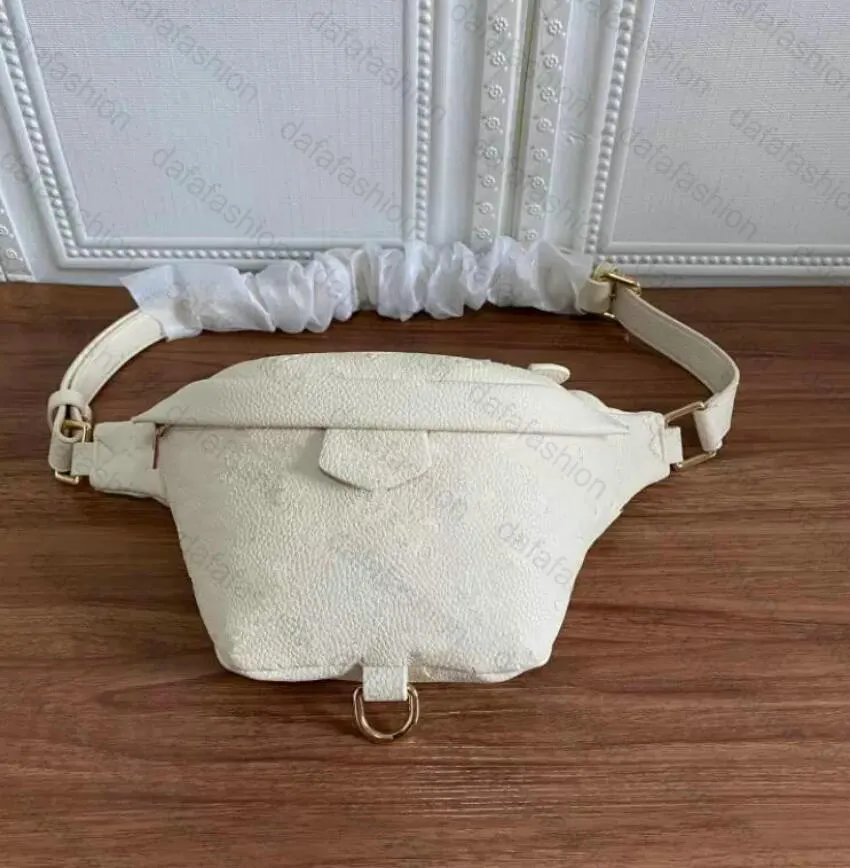 الكلاسيكية Bumbag مصمم حزام الخصر أكياس المحافظ جلد تنقش مونوغرام كريم M44836 حقيبة بوم حقائب الصدر