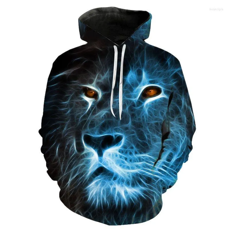 Bluzy męskie 2022 Casual Lion Hoodie 3d Print Men Men Animal Hood Bluza Bluza Chłopiec