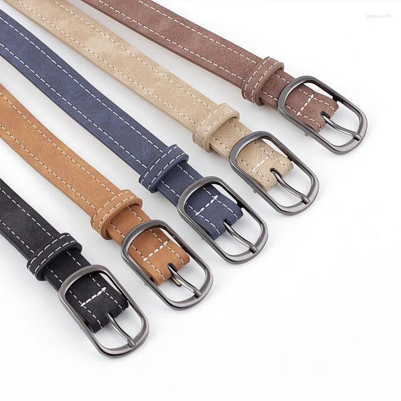 B￤lten Kvinnor Black Brown Thin Leather Waistband Belt Riem Ladies Retro Vintage Pin Buckle Strap Girdle Band for Women Jeans