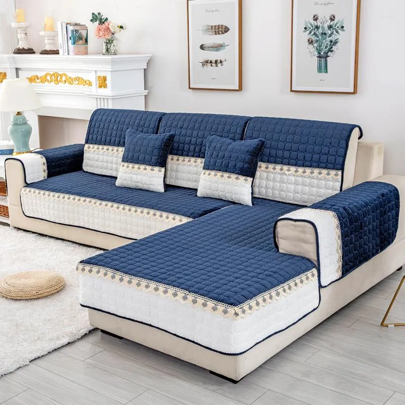 Stuhlhussen Winter Plüsch Sofa Kissenbezug Verdickung Moderner minimalistischer nordischer Stoff Rutschfestes Handtuch für Wohnzimmer