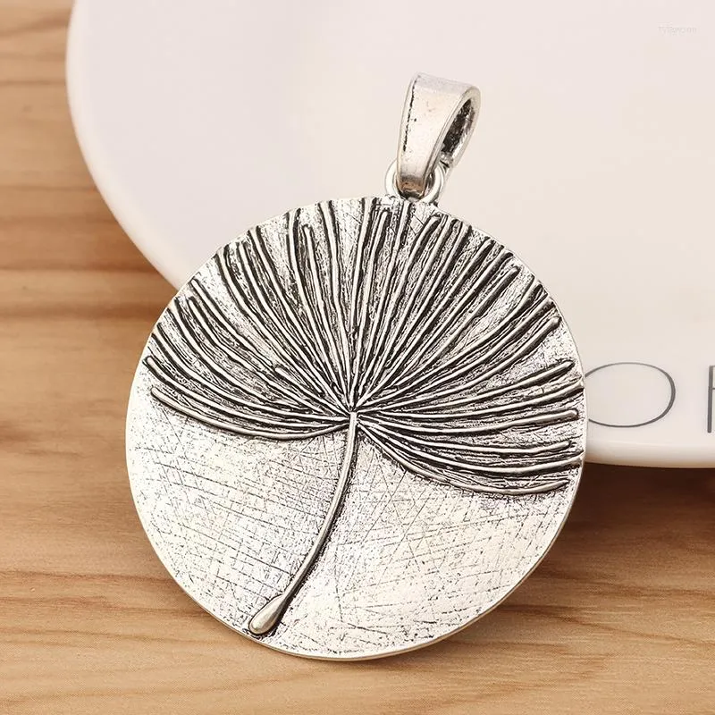 Pendant Necklaces 2 Pieces Tibetan Silver Large Round Dandelion Charms Pendants For Necklace Jewellery Making 72x54mm