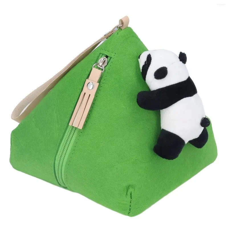 Sacos de armazenamento bolsa de moedas feltro macio em forma de zongzi decoração panda grande capacidade bolsa de chaves para cosméticos