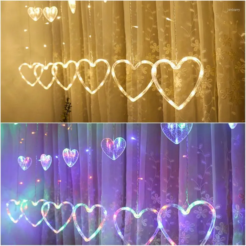 Strings Led String Lights In The Shape Of Heart Curtain Christmas Wedding Valentine Day Party Fairy