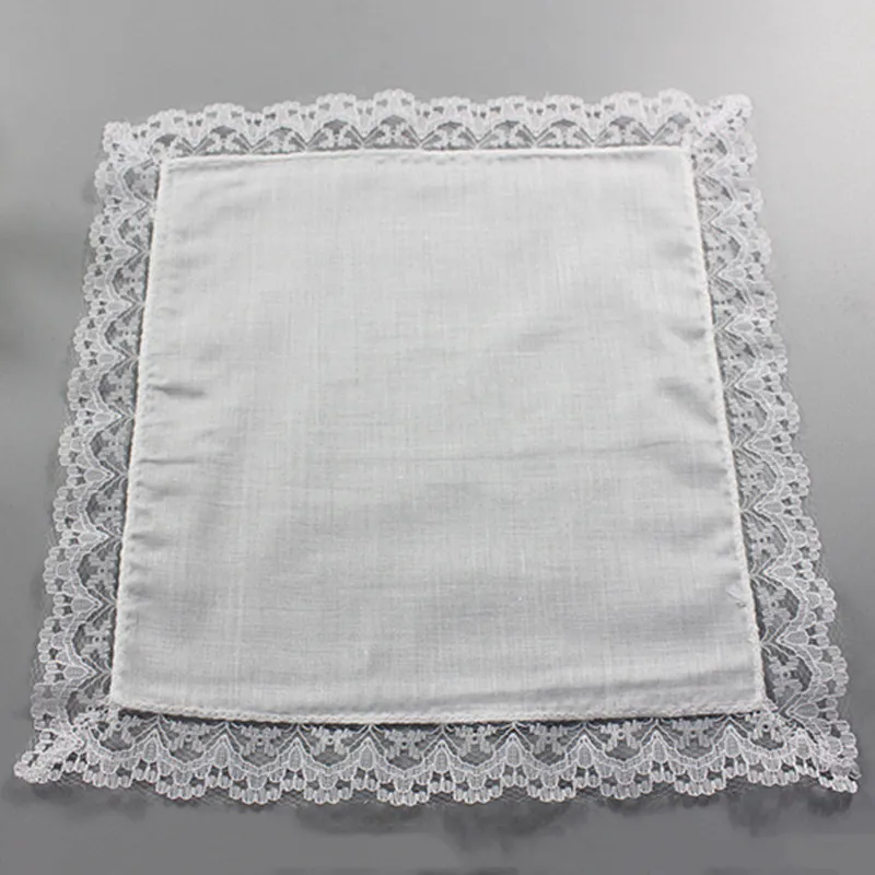 25cm Blanc Dentelle Mince Mouchoir 100% Coton Serviette Femme Cadeau De Mariage Décoration De Fête Serviette En Tissu DIY Plaine Blanc Mouchoir TH0018