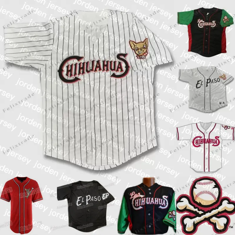 Новые бейсбольные майки Men El Paso Chihuahuas Jersey Home Road Baseball Jerseys Custom 100% вышива