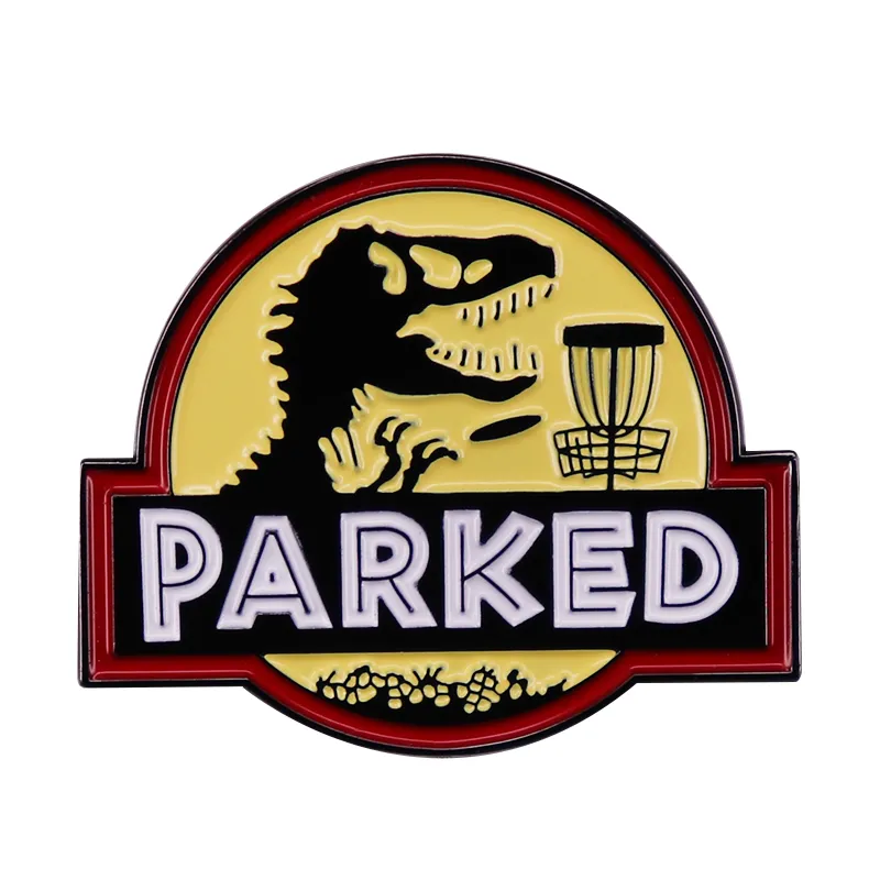 Andere Modezubehör geparkt Email Lapel Pin Jurassic Park Logo Brosche Genetisch nachgebildet Dinasaurier Skelett Silhouette Abzeichen