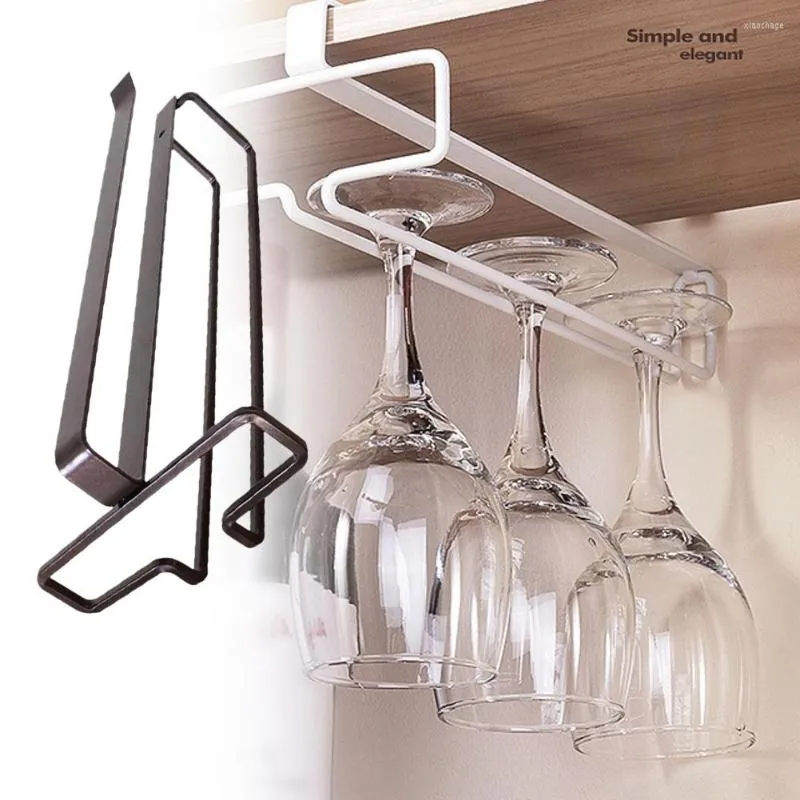 Hooks Stemware Inverted Storage Organizer Shelf Wine Glass Holder Hanging Iron Rack Champagne Goblet Cup Under For Kitchen Cabinettool