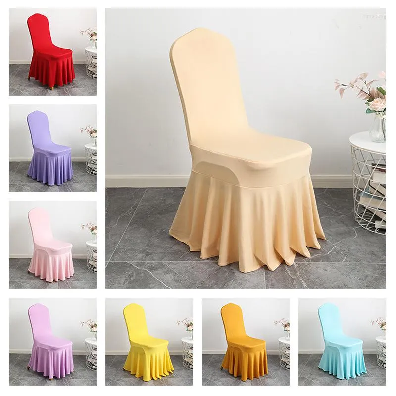 Housses de chaise 24 couleurs couverture de Spandex de mariage avec jupe plissée à volants Lycra élastique Stretch fête El Banquet décoration