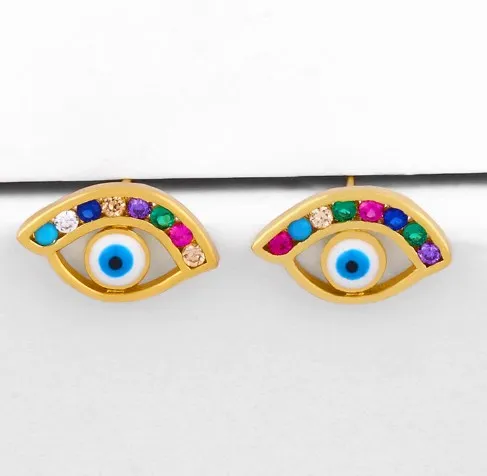 Pendientes de joyería Cubic Zirconia eye color dorado CZ Crystal Ear Clips No Piercing pendientes para mujer Joyería dk456