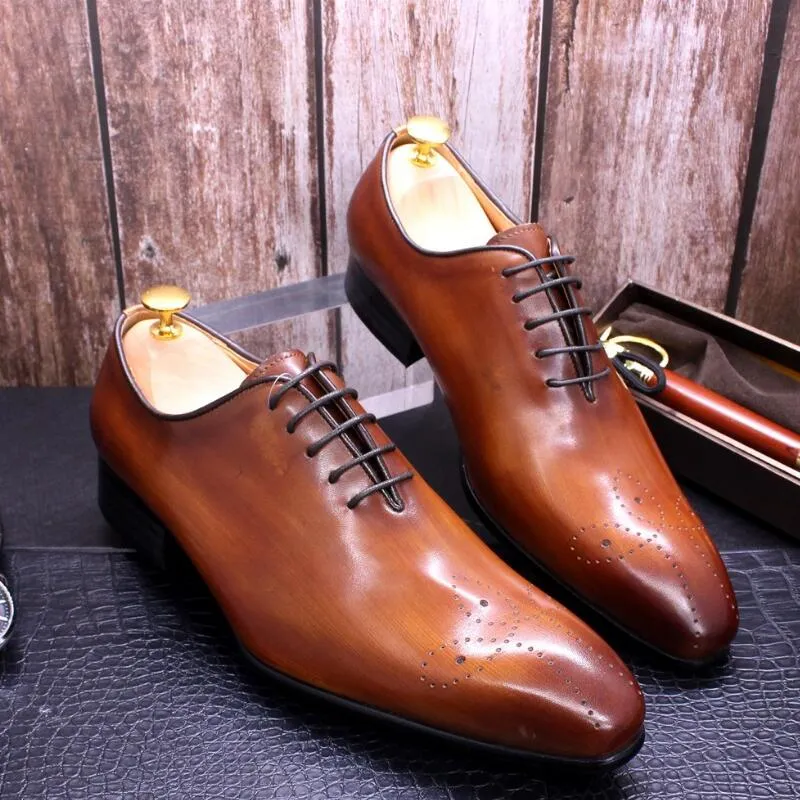 Chaussures en cuir formelles pour hommes haut de gamme confortables à lacets intérieurs faits à la main chaussures de robe de mariée de bureau a6