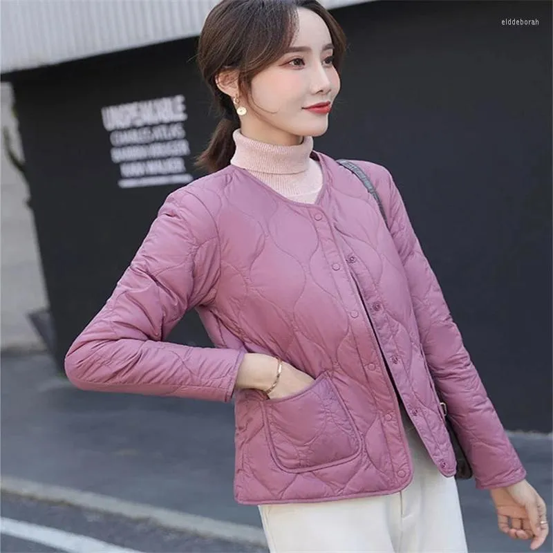 Women's Jackets Ladies Jacket Round Neck Short Coat Single Breasted Parka White Fall Winter 2022