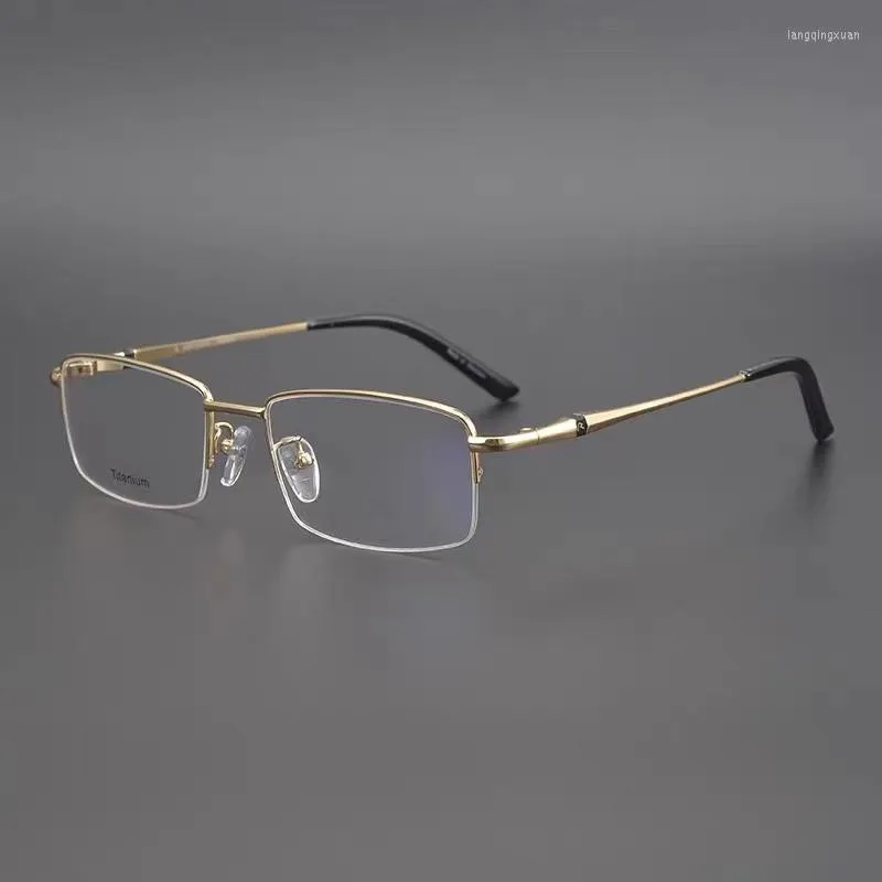 Okulary przeciwsłoneczne ramy niemiecką markę czyste tytanowe okulary męskie Ultra lekkie okulary ramy Kobiety optyczne recepty pół rim