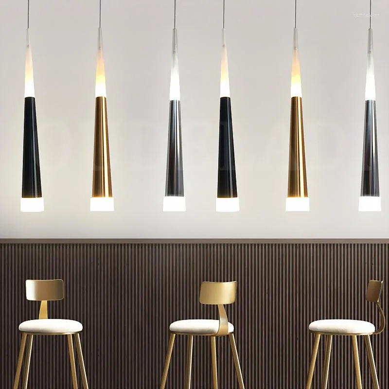 Lampes suspendues 1pcs moderne LED lumières coniques 7W aluminium acrylique luminaire intérieur salle à manger/salon bar café lampe suspendue
