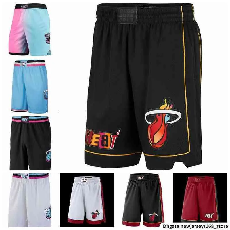 Мужские шорты 2022 Printed Miami Swingman Pants Basketball Shorts Heats Performance Black