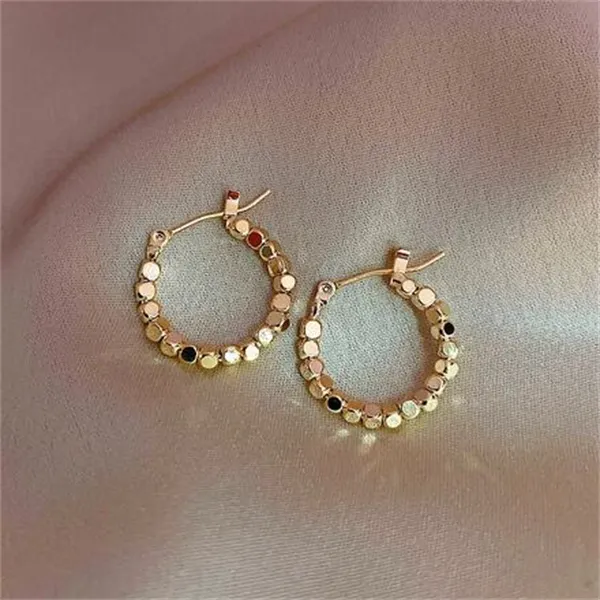 Pendientes de aro redondos con dijes para mujer, aretes de Metal llamativos dorados de acero inoxidable