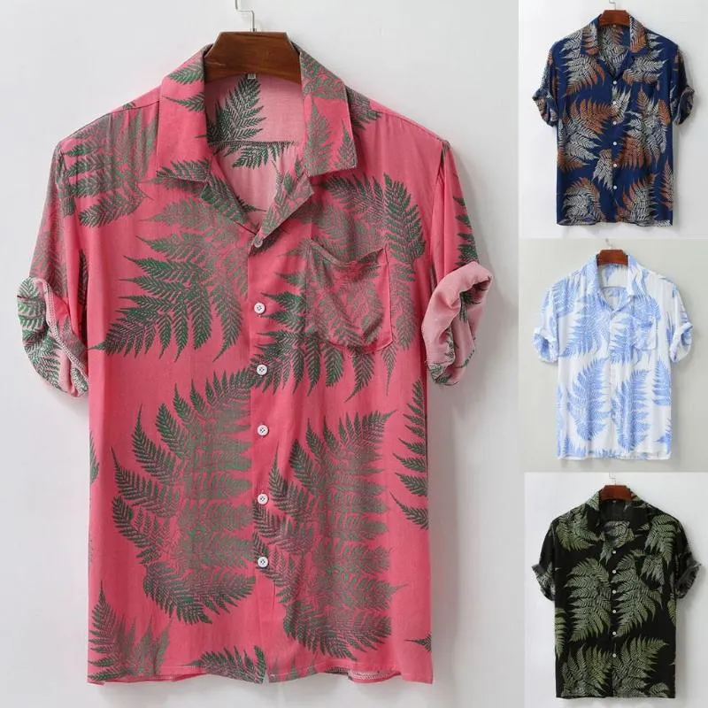 Casual shirts voor heren Hawaiiaans shirt man kleurrijke zomer korte mouw losse knopen blouse strand camisa masculina