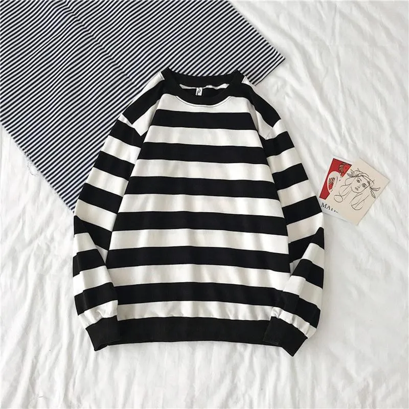 Men's Hoodies Men Striped Sweatshirts Mens Long Sleeved O Neck Male Loose Autumn Winter Stripe Sweatshirt Pullover Tops Hip Hop Hoodie