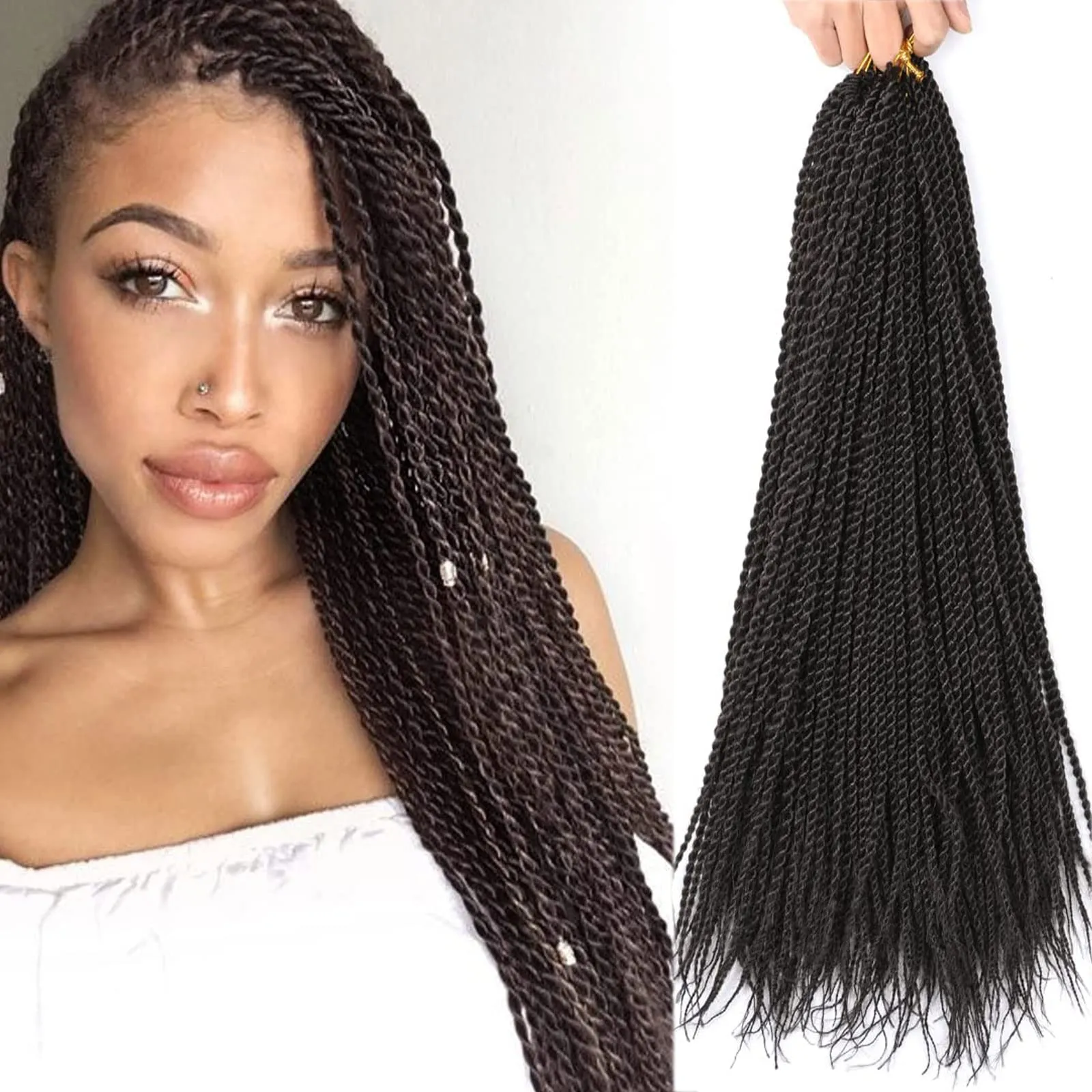 18/22 pouces sénégalais torsion Crochet cheveux Ombre pour les femmes noires pré bouclé tresse cheveux réglage de l'eau chaude LS23