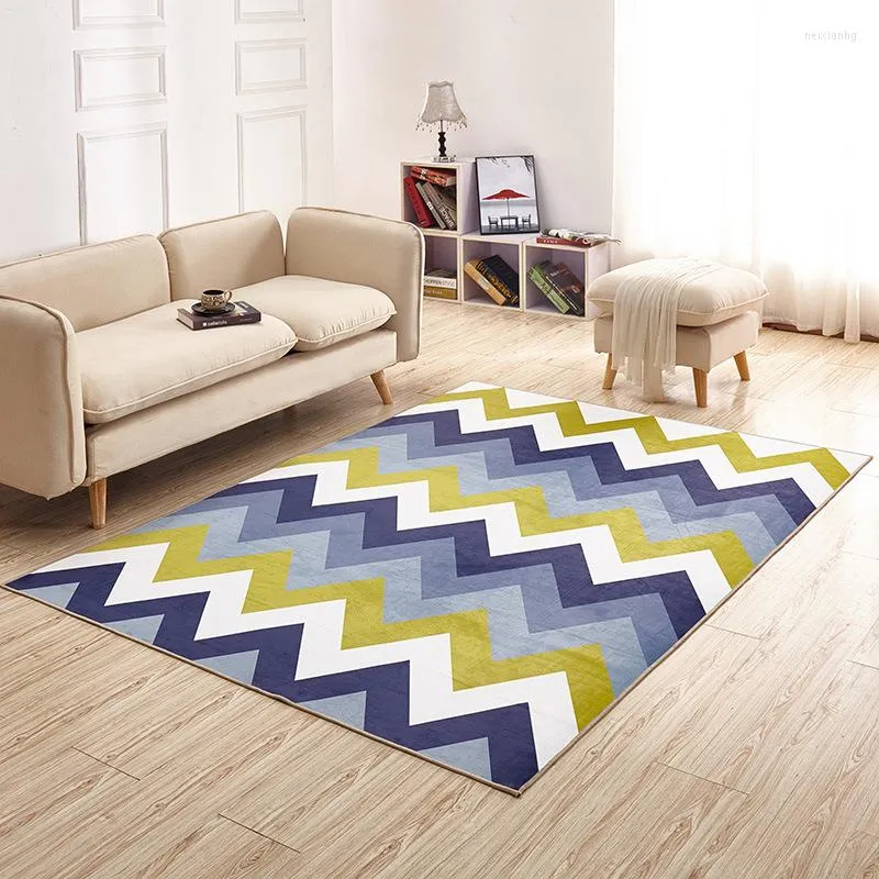 Carpets Simple Geometric Living Room Bedroom 3D Printed Carpet Rectangular Area Black And White Non-slip Mat