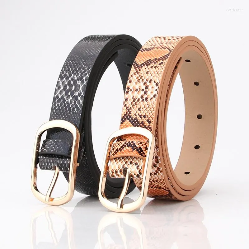 Belts Pu Leather Sexy Snake Pattern Print For Women Multicolro Pin Buckle Waistb Belt Dress Jeans Femme