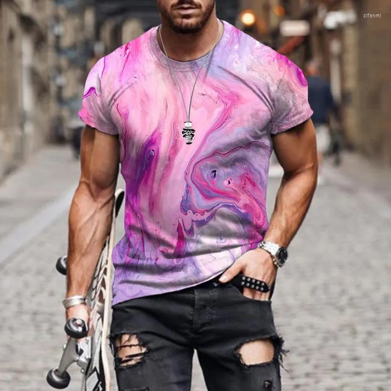 Męskie koszule moda letnia sztuka kolorowy graffiti z nadrukiem 3D T-shirt swobodny męski sportowy sport