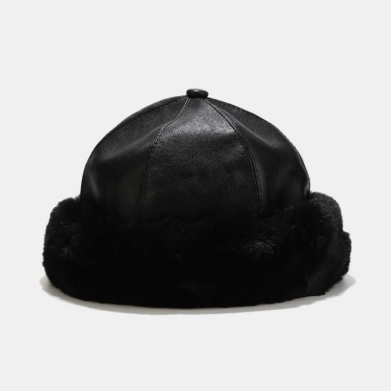 Vinter vintage dockare mössa brimlös hatt andas med beanie pu soild färg hyresvärd sjömän män och kvinnor hiphop hatt 04