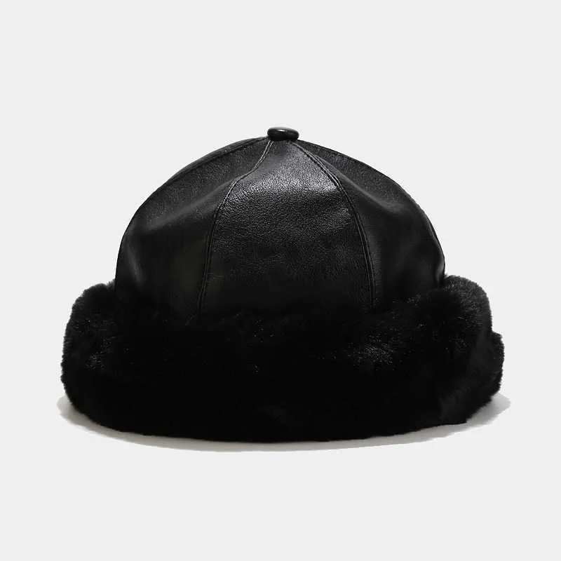 Winter Vintage Docker Cap Brimless Hoed Ademend Beanie Pu Soild Kleur Verhuurder Sailor Mannen en Vrouwen Hip Hop Hoed 04