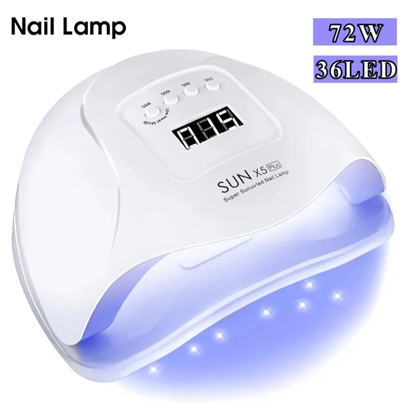 Nageltorkar LED -lampan f￶r manikyr 72W torktumlare UV Torkning Gelpolska med r￶relseavk￤nning LCD -display 220909