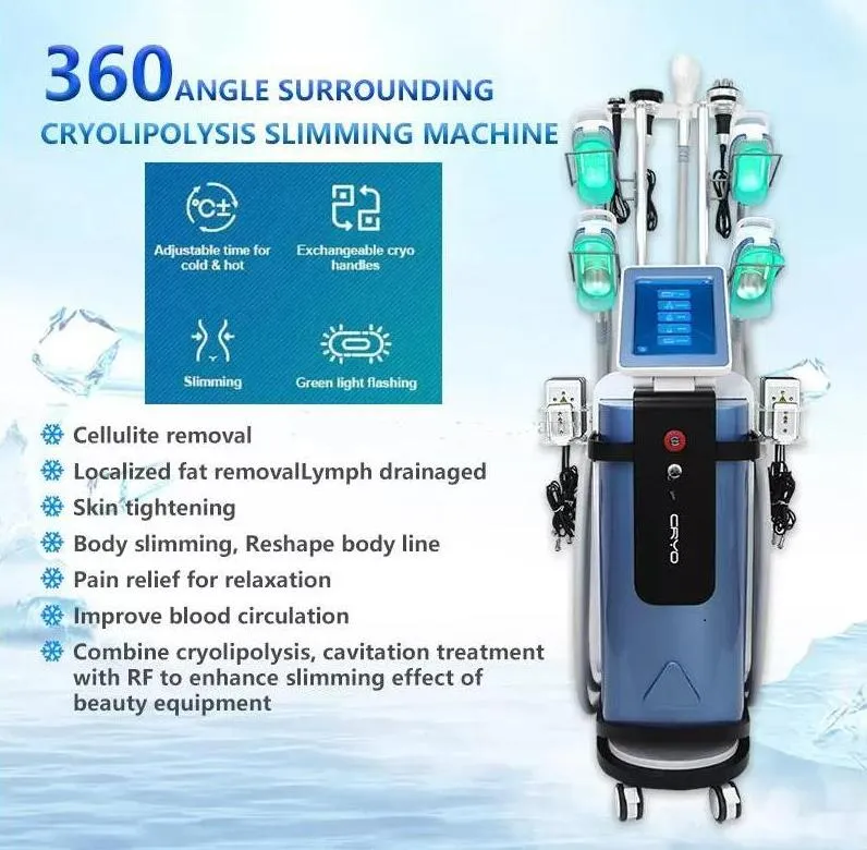 Uso da clínica 360 Cryolipólise Slimming Machine Ultrassônica Cavitação de 40k Lipo laser congelante forma de gordura gordura congelando o equipamento de beleza de lipolaser de RF Slim RF