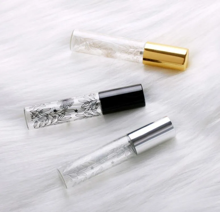Garrafa de perfume de vidro de padrão portátil portátil de 10 ml com atomizador vazio mini garrafas recarregáveis ​​case de parfum para viajantes