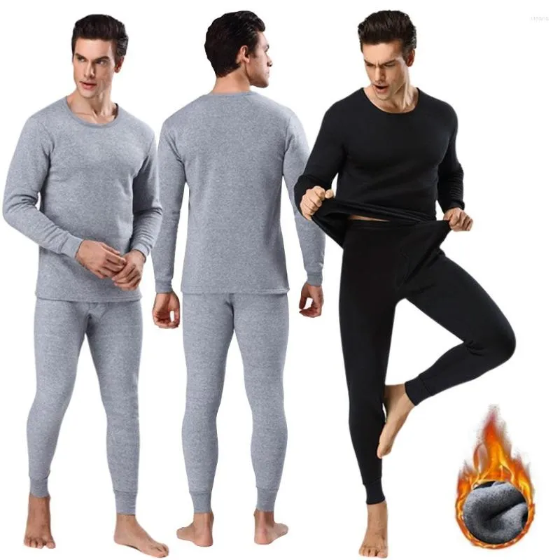 Tute da uomo Uomo Inverno Foderato in pile Caldo manica lunga Fondo superiore Pantalone intimo Set SSA-19ING