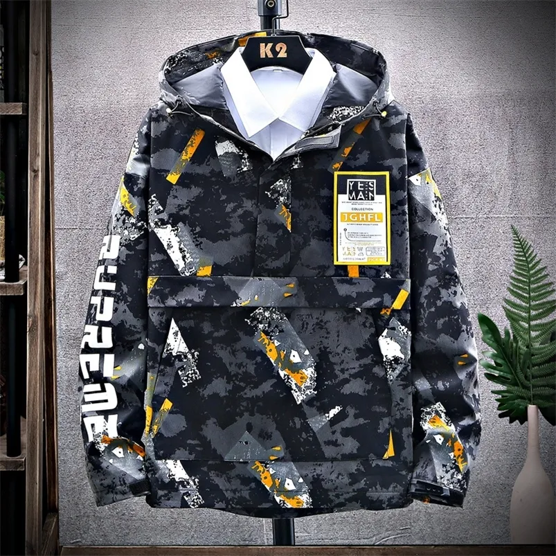 Giacche da uomo Giacca primaverile e autunnale Giacca da uomo hip-hop da uomo bella da uomo Super Ins Camouflage con cappuccio Top cinque colori Opzionale 220912