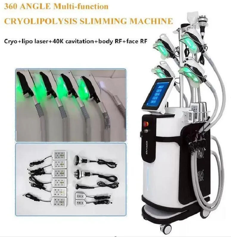 Dirct Result slimming Machine 5 Handles 360 Cryo fat freeze with 80k Ultrasonic Cavitation Tripolar Radio frequency Cryolipolysis Fat Vacuum beauty equipment