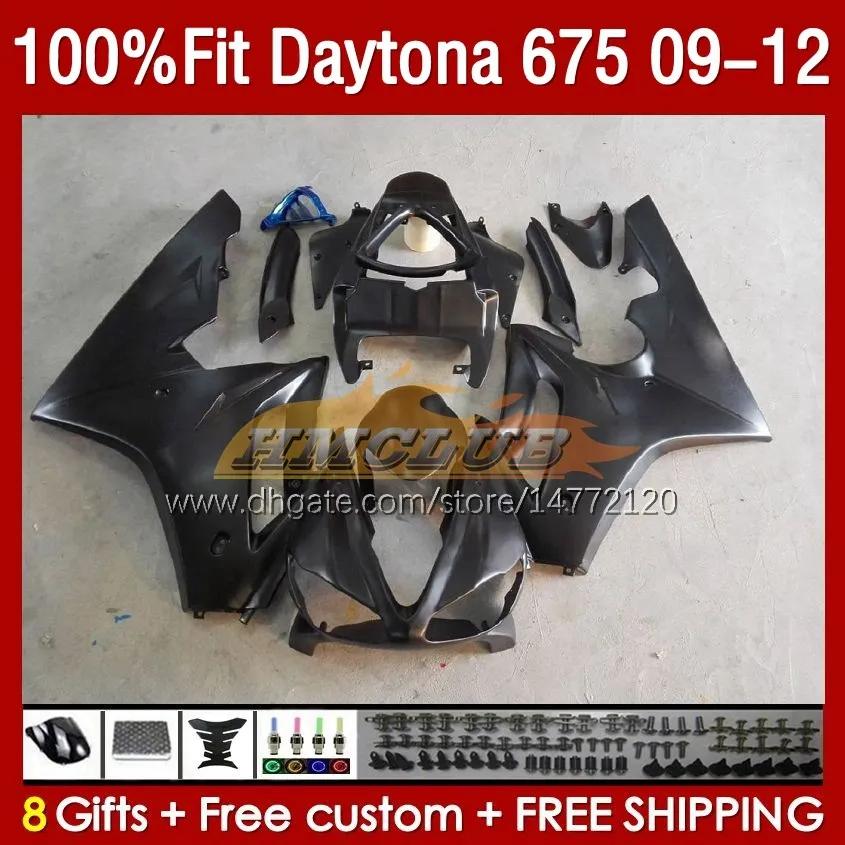 Injection mold Fairings For Daytona 675 675R black matte 2009-2012 Bodys 150No.13 Daytona675 09 10 11 12 Bodywork Daytona 675 R 2009 2010 2011 2012 OEM Fairing Kit