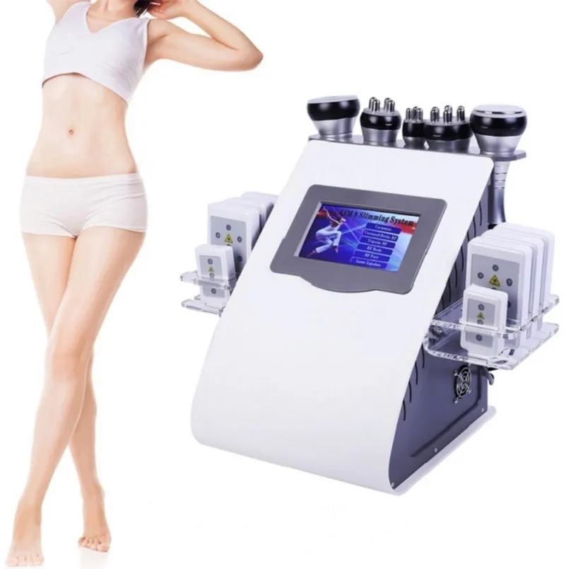 6 In 1 40K Ultrasonic Cavitation Vacuum Radio Frequency Laser 8 Pads Lipo Laser Slimming Massage Beauty Machine Home Use