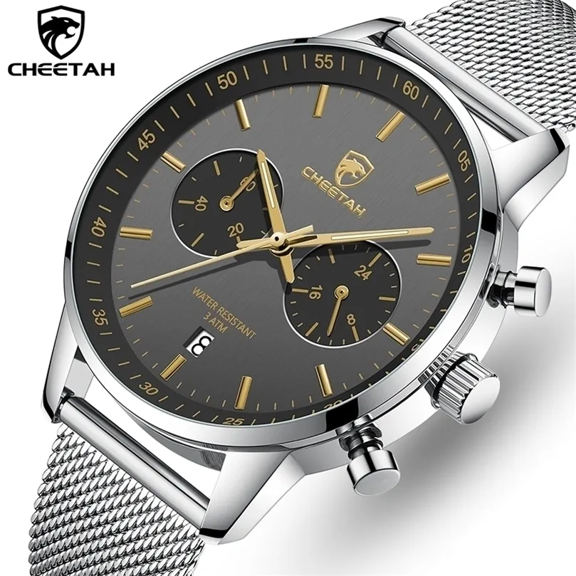 Armbanduhren CHEETAH Uhren für Männer Edelstahl Wasserdicht Quarz Herrenuhr Top Marke Chronograph Sport Männliche Uhr Relogio Masculino 220912