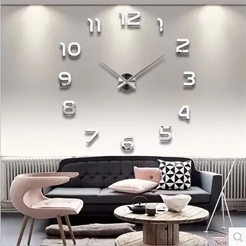 Horloges murales 3D lumineux réel grande horloge murale précipité miroir autocollant bricolage salon décor à la maison montres de mode Quartz grand 220909