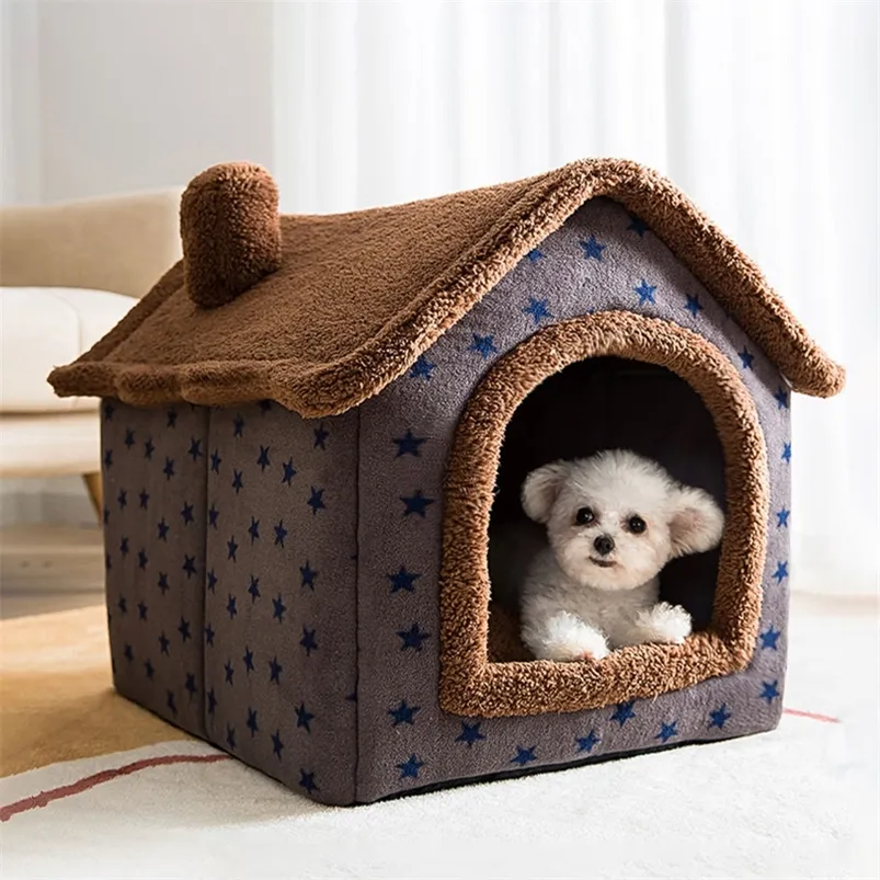 Kennes Pens Dog House Kennel Soft Pet Bed Namiot Indoor Zarastany pluszowy koszyk śpiący gniazdo z wyjmowaną poduszką dla psów podróżniczych 220912