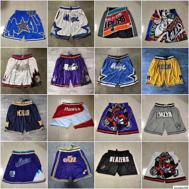 2021 Team Basketball Short Just Don Stripe Sport Shorts Hip Pop Hose mit Tasche Reißverschluss Jogginghose Lila Weiß Bck Rot Grau Herren genäht