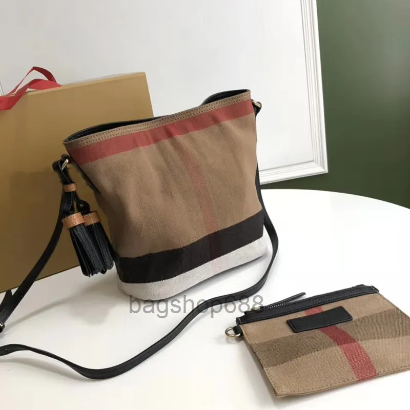 Beuteltasche, Umhängetasche, Canvas, Karo-Tragetaschen, Damen-Handtasche, Geldbörse, Kalbsleder, Schultertaschen, Reißverschluss, Geldbörse, modischer Brief, lässiger Stil, verstellbarer Riemen