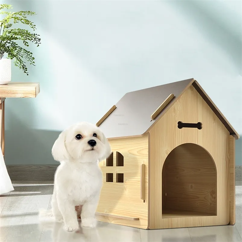 Canetas de canis Casas de c￣es modernas de madeira Four Seasons Universal House for Dogs Indoor Kennels Outdoor Multipluse Furposed House House MC 220912