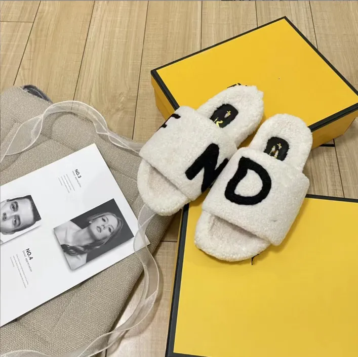 Designers Mules Women Slippers Wool Slide Sandals Warm Slides Flip Flop Flat Slipper Winter Fur Fluffy Furry Letters slipper