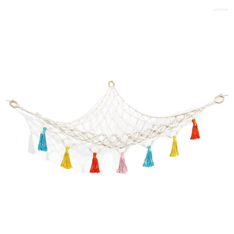 Sacs De Rangement Coin Peluche Hamac Avec Lumière LED Boho Macramé Jouet  Glands Colorés Peluche Filet Titulaire Du 27,28 €