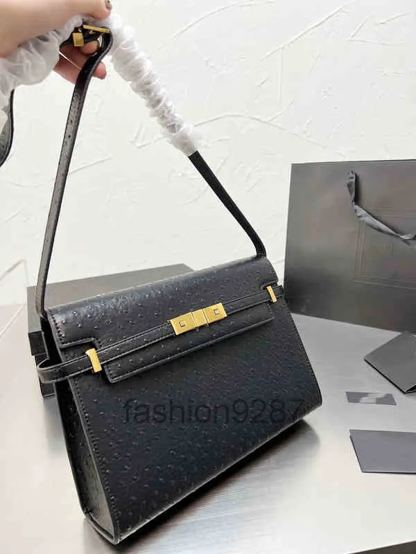 High Quality Luxury Designer Bagss Ostrich Leather Female Trendy Wild Crossbody Vintage Tofu Underarm Bag 220316 2022